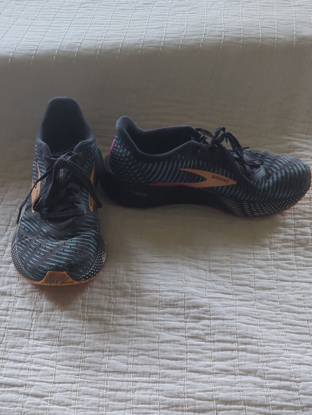 Brooks Black Running Shoes with Teal and Coral Accents